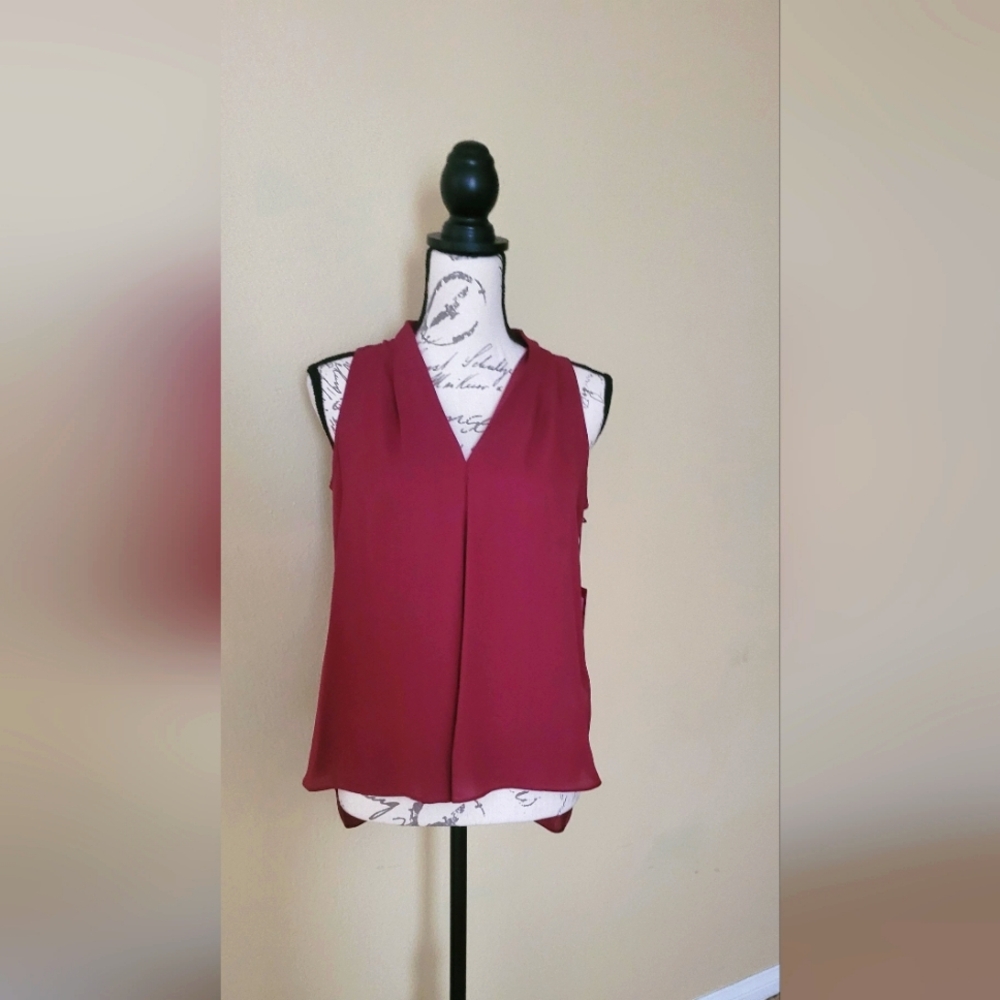 VINCE CAMUTO HIGH LOW MAROON TANKS PETITE SMALL NEW WITH TAGS